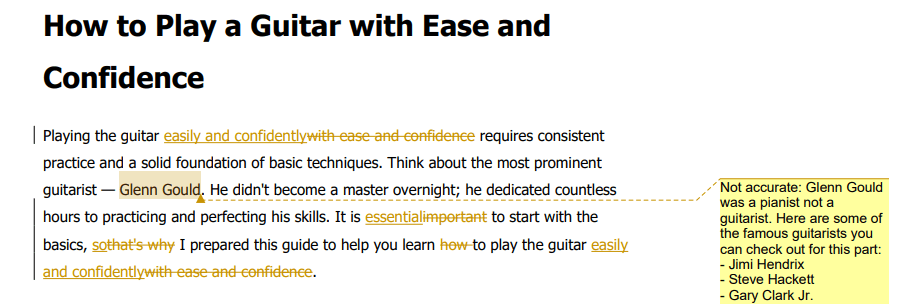editor picking up inaccurate information example