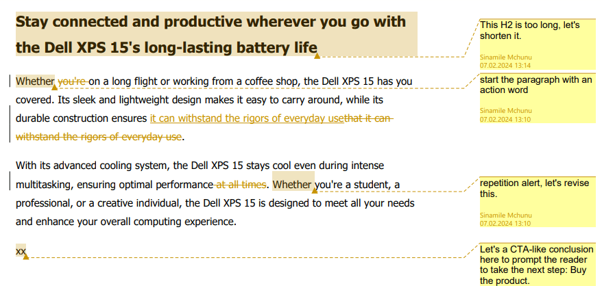 content editing example