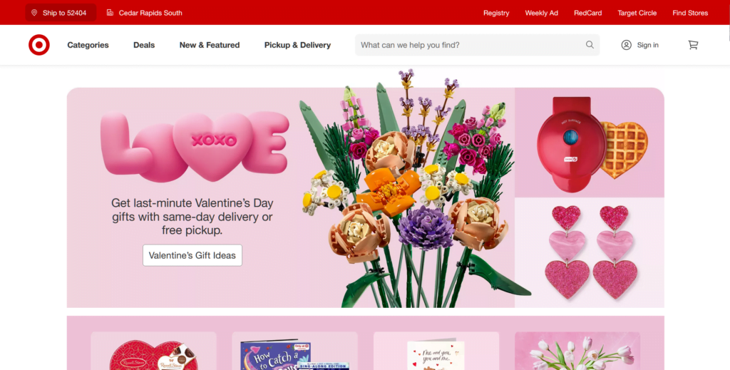 Screenshot of Target.com website's homepage