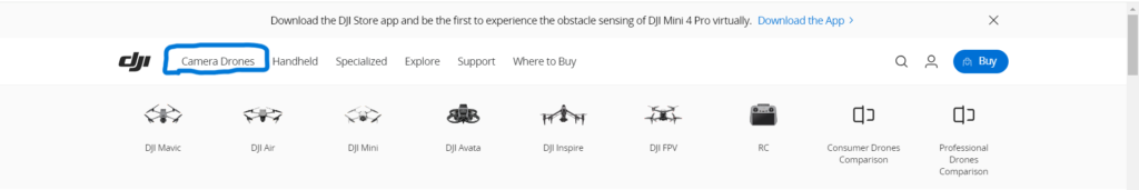 dji navigation menu example