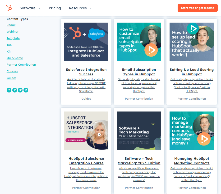 hubspot resource hub page